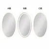Espejo de Baño Oval Cruzado Montado en Pared Espejo de Baño para Inodoro con Luz LED Pantalla Táctil Impermeable Espejo Inteligente