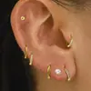 Moda Coreana Ins Patrón Geométrico Simple Pendientes de Botón con Diamantes para Mujer Acero Inoxidable Personalizado Chapado en Oro de 18K Joyería de Alta Gama