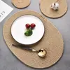 Alfombrilla Aislante de Lino Escandinavo, Posavasos, Salvamanteles, Esterilla Decorativa Antideslizante Tejida a Mano con Paja para Mesa de Comedor, Alfombrilla Aislante