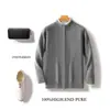 Cárdigan de Punto con Cremallera de Color Sólido para Hombre Otoño e Invierno 100% Lana Suéter Básico Versátil Chaqueta de Punto Holgada Casual para Hombre