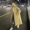 Casaco Longo de Inverno Feminino 2023 Novo Solto Acolchoado Estudante Penas Algodão Jaqueta Estilo Coreano Abaixo do Joelho Casaco de Algodão Tendência