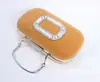Comércio Exterior Pequena Fivela Quadrada Bolsa de Noite Cravejada de Diamantes Bolsa Feminina de Flanela de Diamantes Bolsa Clutch de Vestido de Banquete Europeu e Americano Bolsa de Corrente