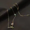Colar com Pingente de Flor de Esmalte Pintada à Mão Folha Verde Novo Original de Verão Design Pequeno Fresco Colar para o Dia a Dia