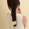 Corea Flor Rosa Amarilla Historia Flor Scrunchie Diadema de Pelo de Alta Gama Suave Dulce Camelia Goma para el Cabello Accesorios para la Cabeza Elásticos