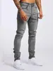 TEMU Jeans de mezclilla nuevos para hombre europeos y americanos AliExpress transfronterizos estilo ins corte ajustado alta elasticidad jeans pitillo para hombre en azul claro