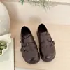Mocassins de Primavera para Mulheres, Bico Redondo Estilo Barroco, Novo Estilo College 2026, Sapatos de Couro com Salto Médio e Fivela, Estilo Britânico