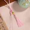 Asa de anillo de tracción de 7 cm borla de cuerda oreja texto jugar cuerda al por mayor tejida a mano DIY cordón corto con cuentas de ágata
