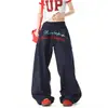 Pantalones de Pierna Ancha Cimitarra Bordados con Letras Americanas para Hombre y Mujer en Verano Sueltos Hiphop Plisados de Secado Rápido Protección Solar Pantalones Casuales