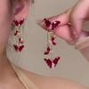 Pendientes de mariposa con circonita roja "Lingdie color sangre" con un toque frío, nuevos y modernos pendientes de lujo ligeros y combinables con todo.