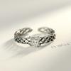 Anillo de Plata Tailandesa Pag&Mag S925 para Mujer, Moderno Diseño Retro Hueco con Incrustación de Circonita Grado AAA, Exclusivamente para Fabricantes