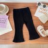 Calças Boca de Sino Novas para Meninas e Bebês Leggings Elásticas de Cor Pura Estilo Coreano Calças Casuais com Babados
