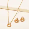 Moda Joyería Transfronteriza Europea y Americana Simple Elegante Metal Geométrico Conjunto de Collar y Pendientes Cadena para Clavícula Collar y Pendientes para Mujeres