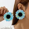 Joias Europeias e Americanas, Brincos de Flores Coloridas Artificiais Frescas, Brincos de Girassol com Atmosfera Doce Atacado