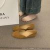 Sapatilhas Baixas Redondas de Camurça Estilo Coreano Versátil para Todas as Ocasiões Femininas Estilo Suave para a Noite Não Cansam os Pés Sapatos de Ballet