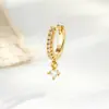 Brincos Henson Cor Café Claro Dourado com Zircônia Microincrustada em Formato de Coração e Rombos, Estilo Vintage Versátil de Luxo Leve para Outono e Inverno