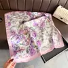 Bufanda Estampada de Seda Artificial Artística Estilo Coreano, Chal de Gama Alta, Bufanda para el Cuello con Protección Solar, Bufanda Profesional para el Cuello, Pañuelo para la Cabeza, Bufanda
