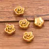 Acessórios de Joias em Aço Inoxidável 304 Cor Dourada Pingente de Planta Flor Rosa Contas Acessórios de Colar Pulseira