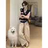 Un Conjunto Completo de Elegantes Atuendos Ootd, un Conjunto de Verano Muy Hermoso, un Top Relajado de Rayas sin Mangas, Traje de Pantalón de Pierna Ancha para Mujer