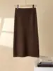 Falda de Punto de Longitud Media con Cintura Elástica para Mujer 2026 Otoño e Invierno Nueva Moda Falda de Línea A de Cintura Alta Adelgazante que se Ajusta a la Cadera
