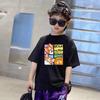 Camiseta de Algodón para Niños Verano Niños Camiseta Manga Corta Estilo Nuevo Mediano-Grande Niños Estilo Occidental Media Manga Ins Calle Frita Marca de Moda Prenda Base