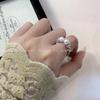Anillo Abierto de Perlas Retorcidas Estilo Vintage, Anillo Versátil de Moda de Nicho, Anillo Apilable de Dos Piezas para Uso Diario, Artístico Retro