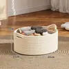 Cesta para Ropa Sucia Tejida a Mano con Hilo de Algodón Cesta de Lavandería Cesta para Ropa Sucia de Dormitorio Cesta de Almacenamiento para Ropa Sucia de Hogar de Gran Capacidad