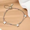 Pulseira de Estrela de Cinco Pontas Camada de Galvanoplastia PVD Aço Titânio Cor Dourada Colorfast Feminina de Nicho Versátil Acessórios de Joias Atacado
