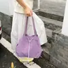 Bolsa Saco com Cordão Grande Capacidade Bolsa Feminina Nova Simples Cor Sólida Alta Qualidade Casual Ombro Transversal