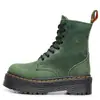 Botas de Motocicleta Transfronterizas de Suela Gruesa de 8 Ojales para Mujer 1460 Cremallera Lateral Marrón Crazy Horse Botines Cortos Piel Genuina Botas de Trabajo con Plataforma