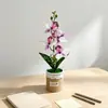 Cuatro orquídeas Phalaenopsis artificiales de estilo nórdico en macetas de tela, flores artificiales y plantas verdes para escritorio, bonsái, accesorios de fotografía y artículos decorativos