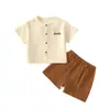 Conjunto de Gasa para Bebé, Ropa de Casa para Bebé, Conjunto de Top de Manga Corta de Doble Capa de Algodón Puro y Shorts, Ropa de Verano con Aire Acondicionado para Niños y Niñas