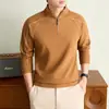 Moletom masculino De Rong com zíper parcial e trama waffle, nova coleção outono/inverno 2026, manga longa, gola alta, casual e adequado como camada base