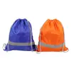 Mochila Personalizada para Corrida Noturna com Cordão de Nylon, Tiras Refletoras Luminosas, Bolsa Ecológica de Tecido Poliéster