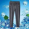 Calça Longa de Seda Gelada para Homens, Estilo Fino de Verão, Alta Elasticidade, Respirável, Caimento Solto, Tamanho Grande, Esportes Casuais ao Ar Livre, Secagem Rápida, Calça de Perna Reta
