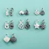 Accesorios de plata de ley S925: colgante de haba de la fortuna, flor pequeña, trébol de cuatro hojas, colgante de corazón, pulsera de cuerda trenzada DIY, charm de plata