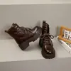 Botas Martin de Cuero Genuino con Suela Gruesa YsshadiR para Mujer Estilo Británico 2026 Nuevas Botas Cortas Otoño/Invierno para Mujeres Menudas para Aumentar Altura