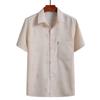 Camisa de Manga Corta de Alta Calidad para Hombre de Mediana Edad de Verano para Papá de Mediana Edad y Anciano Ropa de Abuelo Algodón y Lino