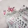 Rosa Girly Renda Laço 3D Infantil Popular M992 Embossado Doce Legal Xadrez Adesivos para Arte de Unha
