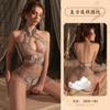 Lencería Sexy Manyan para Mujer Retro Transparente Jacquard Corte Alto Cheongsam Uniforme Botones Cuello Alto Pijama 9705
