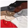 320g Primavera e Outono Algodão Fino Cor Sólida Gola Redonda Gola Alta Suéter Masculino e Feminino Pesado Solto Ombro Base Camisa Top