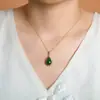 Yuebao Jewelry Jade Natural Hetian Plata de Ley S925 Chapado en Oro Colgante de Bambú de Jade Gota de Agua con un Sentido de Lujo y Sofisticación Venta al por Mayor