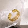 Aogu INS estilo bohemio cobre chapado en oro circonita goteo de aceite geométrico anillo abierto femenino nicho personalidad anillo