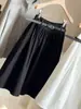 Falda Blanca Estilo Academia Línea A para Mujer, Nueva Falda Elegante tipo Paraguas de Cintura Alta para Verano, Falda Midi Voluminosa de Cintura Elástica Petite