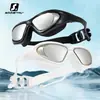 Gafas de Natación Transparentes con Marco Grande Electroplateado para Adultos Gafas de Buceo Impermeables Antivaho de Alta Definición Gafas de Buceo 9100
