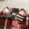 Jaqueta Retrô Xadrez para Menino Menina Outono Gola Lapela de Botão Único Unissex Camisa Escovada para Bebê Top Casual para Criança Pequena