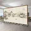 Biombo estilo chino para sala de estar y dormitorio, para bloquear la entrada, pared móvil y plegable, pintura de paisaje de oficina, biombo plegable estilo antiguo