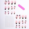 24 piezas de armadura para uñas para adultos, nuevo estilo dulce y fresco transfronterizo europeo y americano, Yanbian flor francesa, arte de uñas desmontable