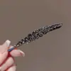 Exquisita Horquilla Coreana para Mujer, Pinza para el Cabello con Forma de Hoja de Aspecto de Alta Gama, Pinza Lateral de Pedrería, Accesorio para el Cabello, Elegante Pinza para Flequillo, Pinza Doble