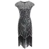 Vestido de Noche Gatsby de los años 20 S-4XL Vestido sin Mangas Lentejuelas Borlas Vestido de Banquete Baile Fiesta Disfraz de Performance