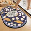 Novo Tapete de Banheiro Absorbente de Lama Diatomácea com Estampa Floral Retrô, Tapete Antiderrapante de Secagem Rápida, Capacho Resistente à Sujeira e ao Desgaste para Porta de Entrada